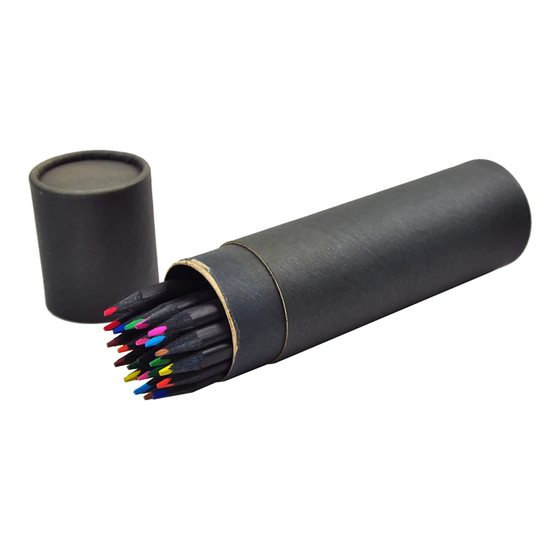 Wholesale Wood Colored Pencil Drum Set in Paper Tube for Kids Portable