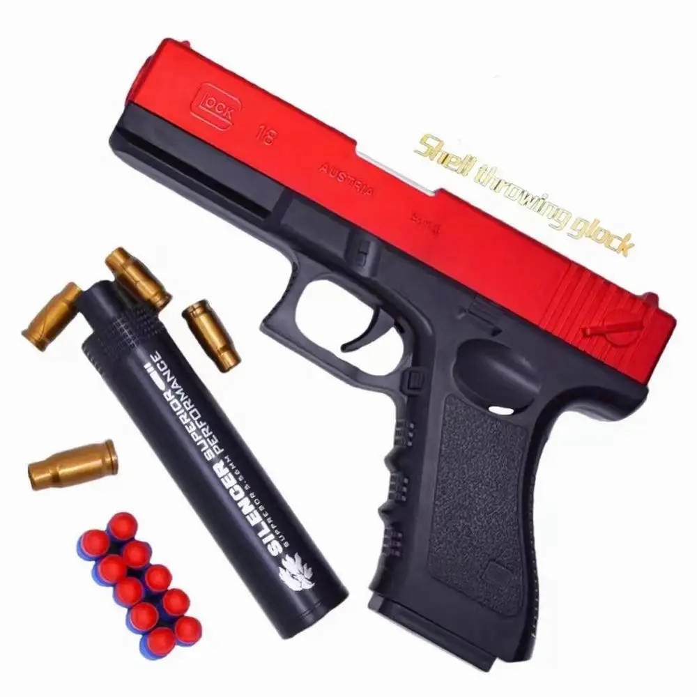 barato realista brinquedo arma plástico nerfs pistola glock shell