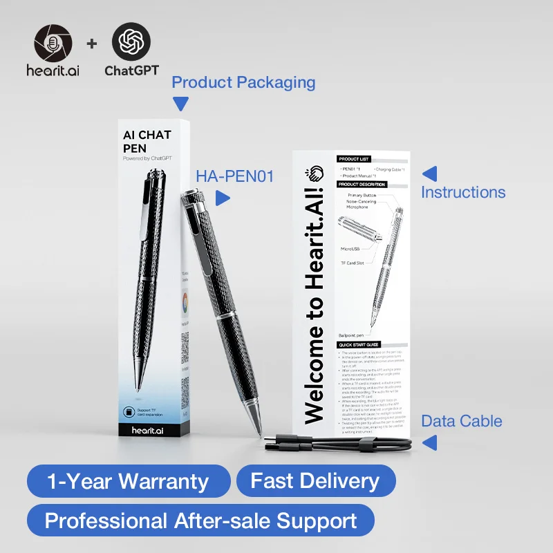 Stylish Smart AI Pen BLE52 ChatGPT Enabled Interactive Ballpoint
