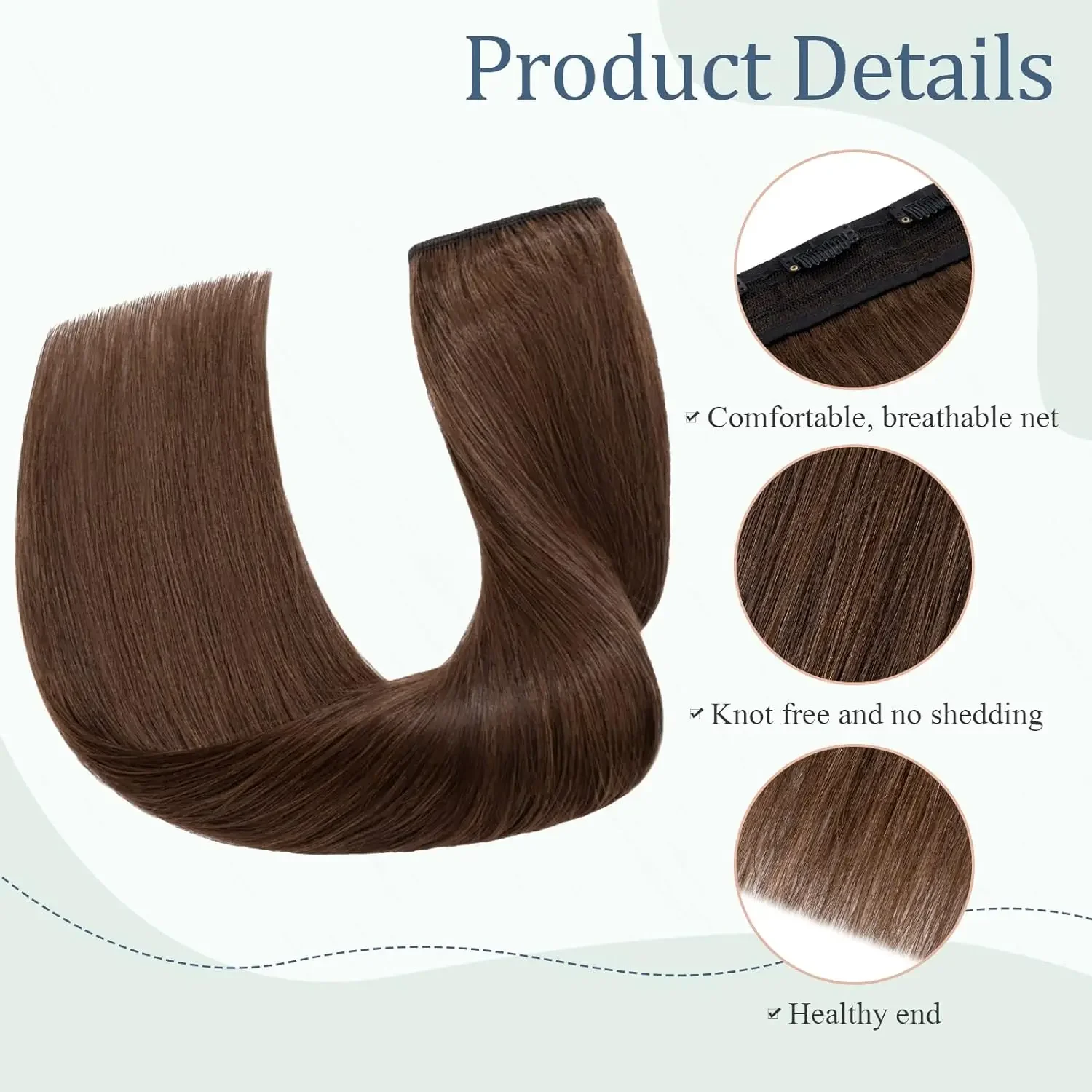 Clip In Hair Extensions Human Hair 3/4 Full Head Thick Natural #8_voghion.com