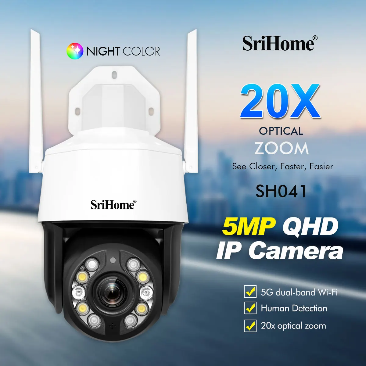 Security Cameras 5g Ip Camera 5ghz Wifi Camera Outdoor Srihome 5MP