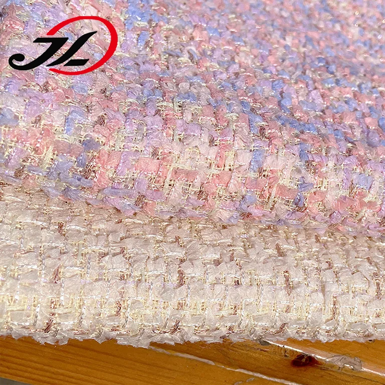New Style Fancy Design Tweed Fabric Gold Metallic Colorful Tweed Fabric for Clothing