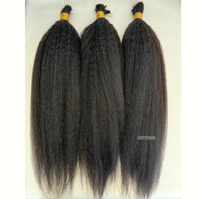 Peruviano Kinky Straight Human Hair Bulk per intrecciare Corase Italian Yaki Hair Bundles Extension Bulk Braiding Hair_voghion.com