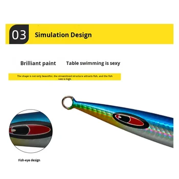 Cheery Luminous Striped Iron Plate Bottom Fishing Lure Bass Deep Sea Metal Hard Bait Wholesale – Metal Jig – view 4