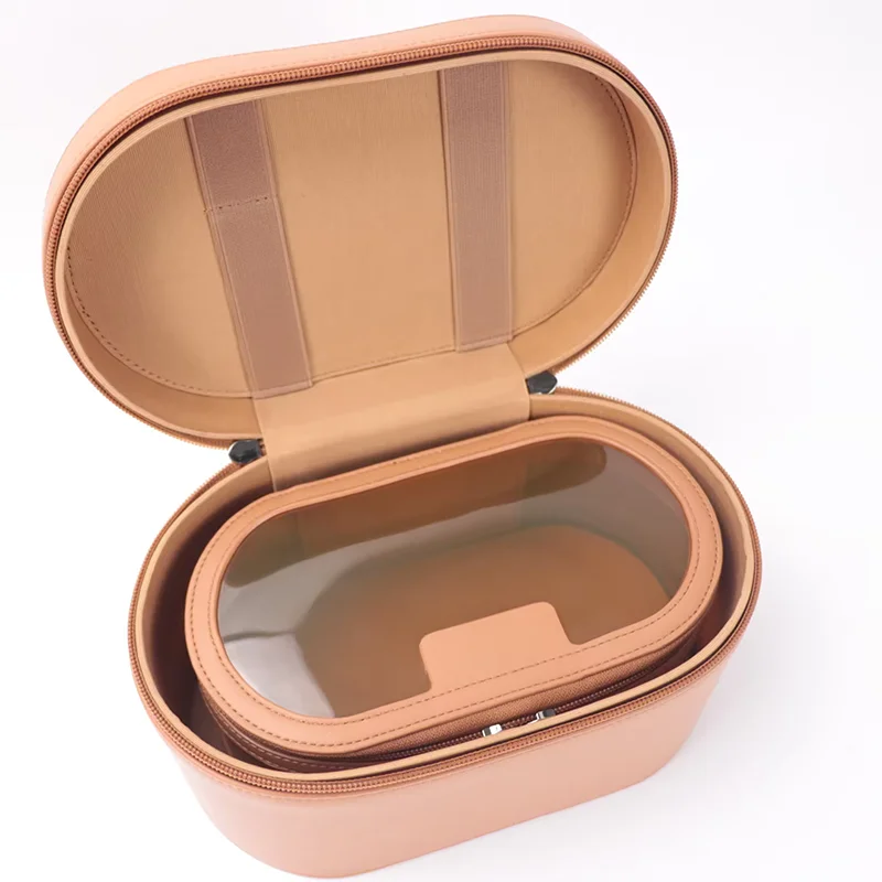 Women  PU Leather Liquid Brush TPU Clear Cosmetic Bag Set Travel  Makeup Bag Case with Handle supplier