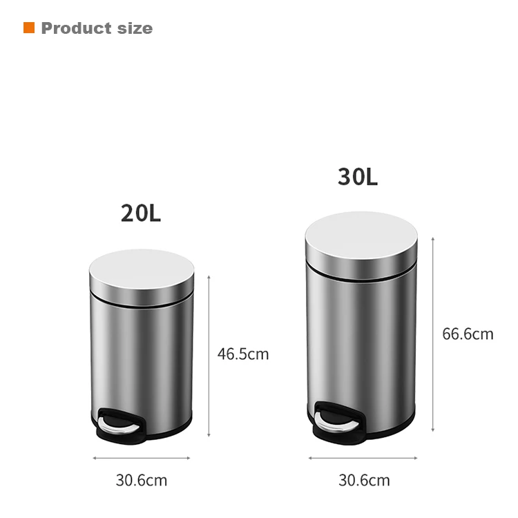 JAVA FACTORY WHOLESALE 3L Home Custom Sanitary Stainless Steel Dust Garbage Waste Trash Pedal Bin
