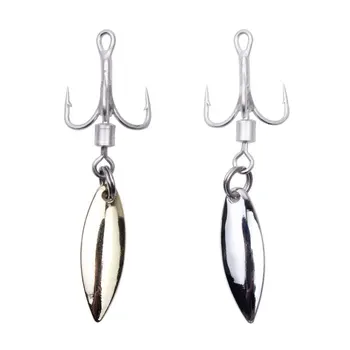 Hessen Stainless Steel Treble Hook Spinner Spoon 2# 4# 6# 8# 10# Triple Hook Rotating Sequined for Fish Bass Octopus Trout Pike – Metal Jig – view 4