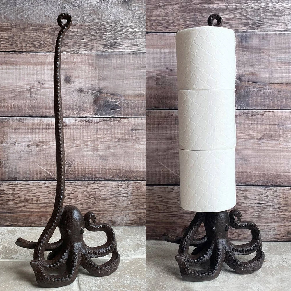 Esschert Design Cast Iron Long-necked Dinosaurs Bathroom Toilet Kitchen Tissue Roll Paper Holder Storage Shelf
