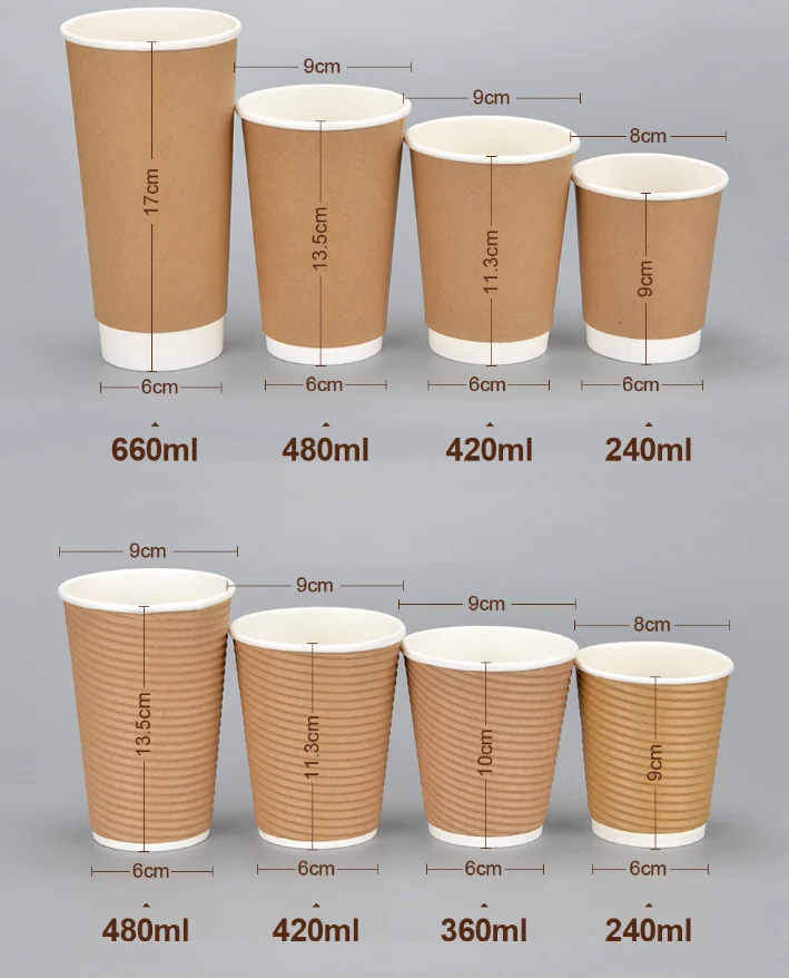 Custom Eco Friendly Paper Cups 8oz Double Wall Hot Coffee Paper Cups