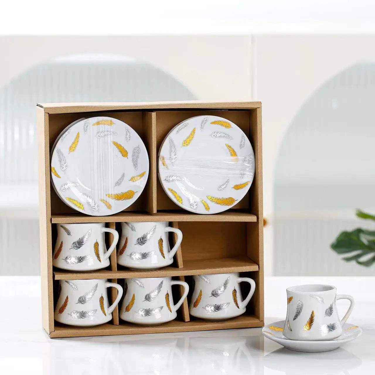 6PCS Trendy Royal Queen Porcelain Espresso Ceramic Cup Set