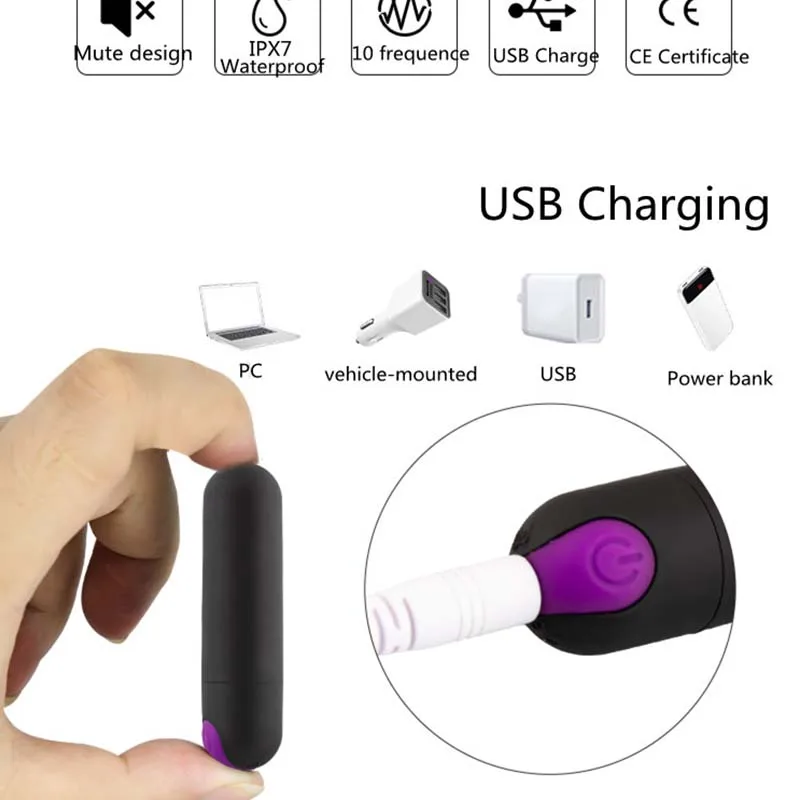 Wholesale 10 Speed Usb Rechargeable Bullet Vibrator Adult Sex Toy