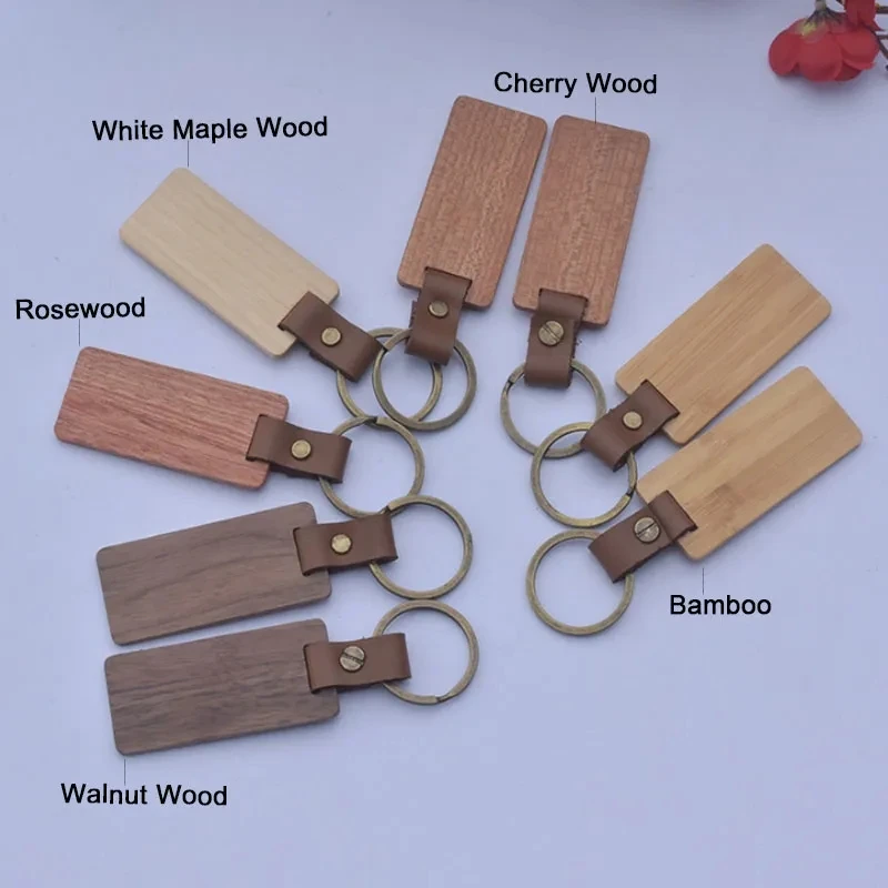 Wholesale Sublimation Blanks Keychain Wood Accessories Wooden Key Chain
