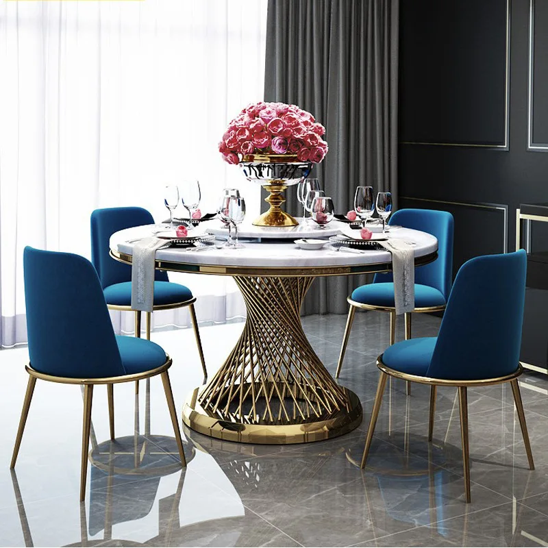 Dining Room Set Specific Use and Home Furniture General Use Round  Dining Table Set with Marble Top