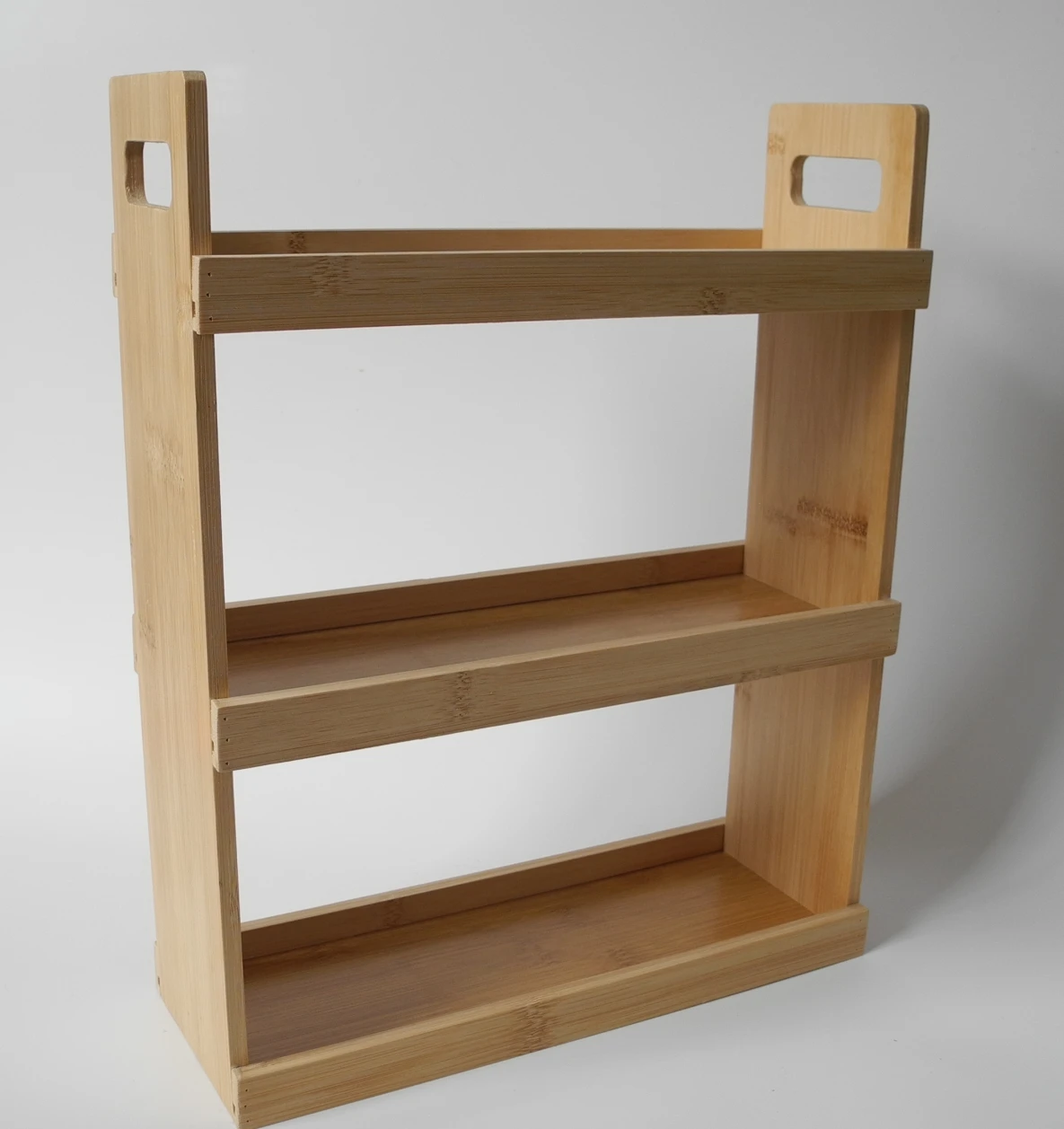 Nouveau meuble de rangement en bambou naturel, organisateur d'étagère de cuisine, stockage à 3 niveaux, bocaux à épices