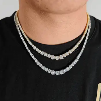 Fashion Jewelry Zircon Tennis Chain 5A+Zircon Diamond Hip hop Tennis Chain Chocker Necklace Gradual size change for men women