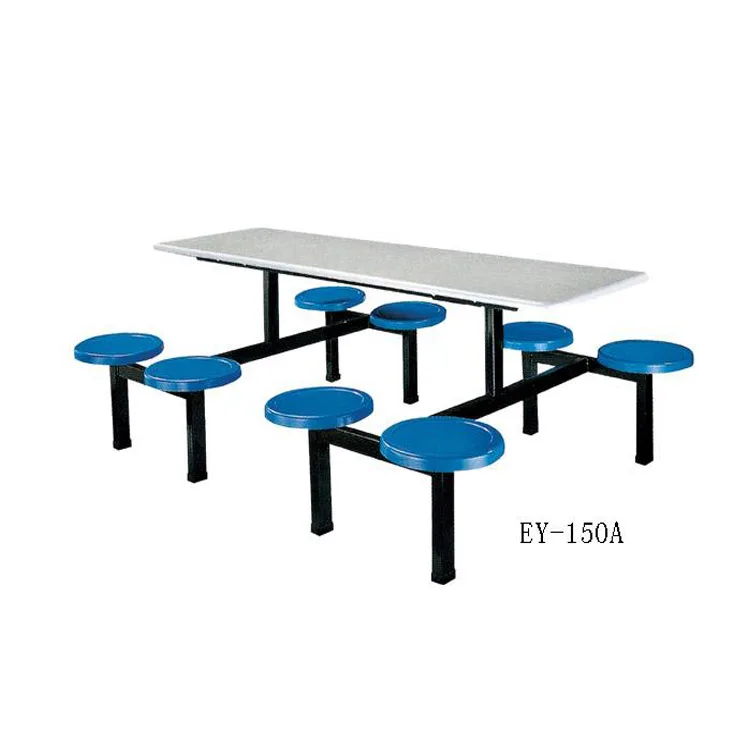 Canteen Furniture  Restaurant Table with Bench High Quality Dining Fiberglass Table and 2 Benches Catering Table for 4 People