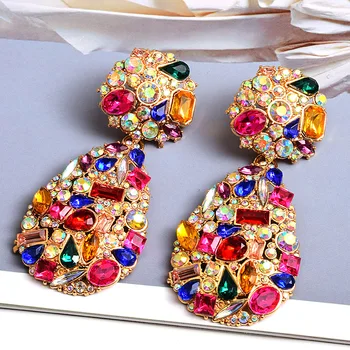 European and American exaggerated Fashion Earrings Color Diamond Oval High Quality Earrings