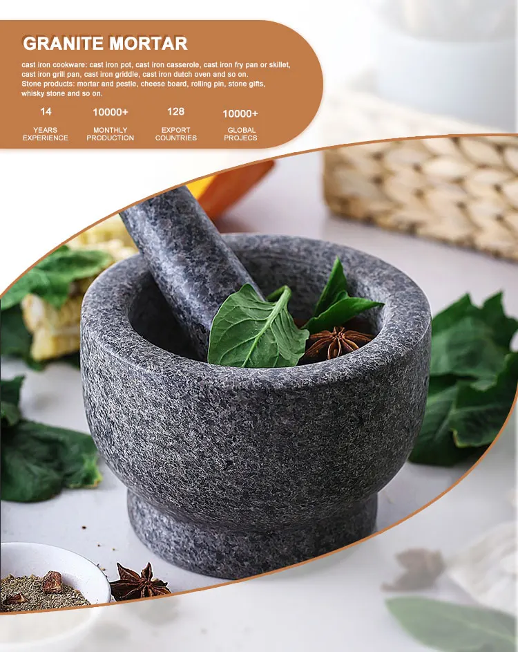 Natural Smooth Granite Spice Mortar Grinder Herb And Spice Grinding