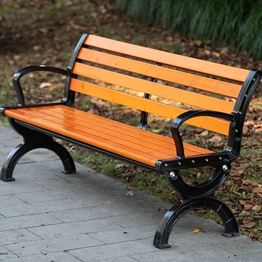 Hot sale professional long plastic wood metal composite park garden patio outdoor bench