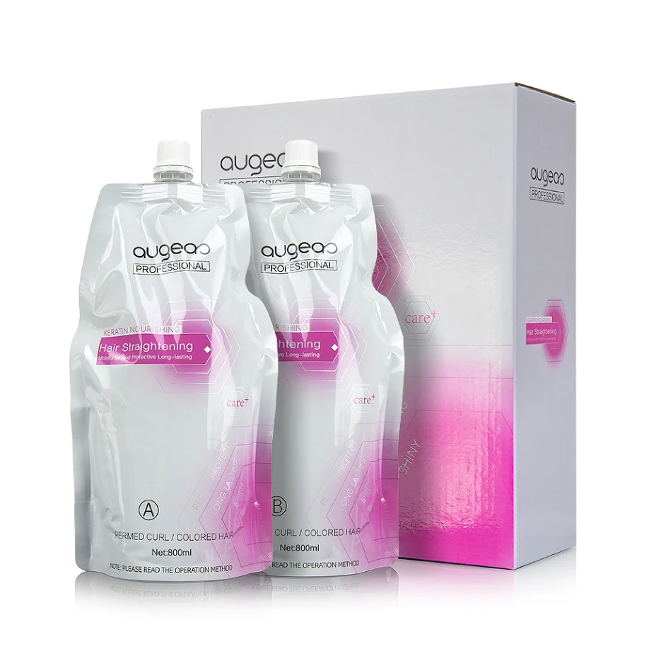 800ml X2 Smoothing and Natural Mild Formula Best Rebonding Price Augeas Brand Permanent Hair Straightening Cream