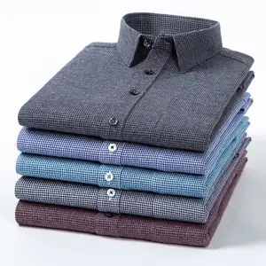 New Summer Pure Cotton Satin Brushed Print Men's Long-sleeved Casual Versatile Shirt Trend