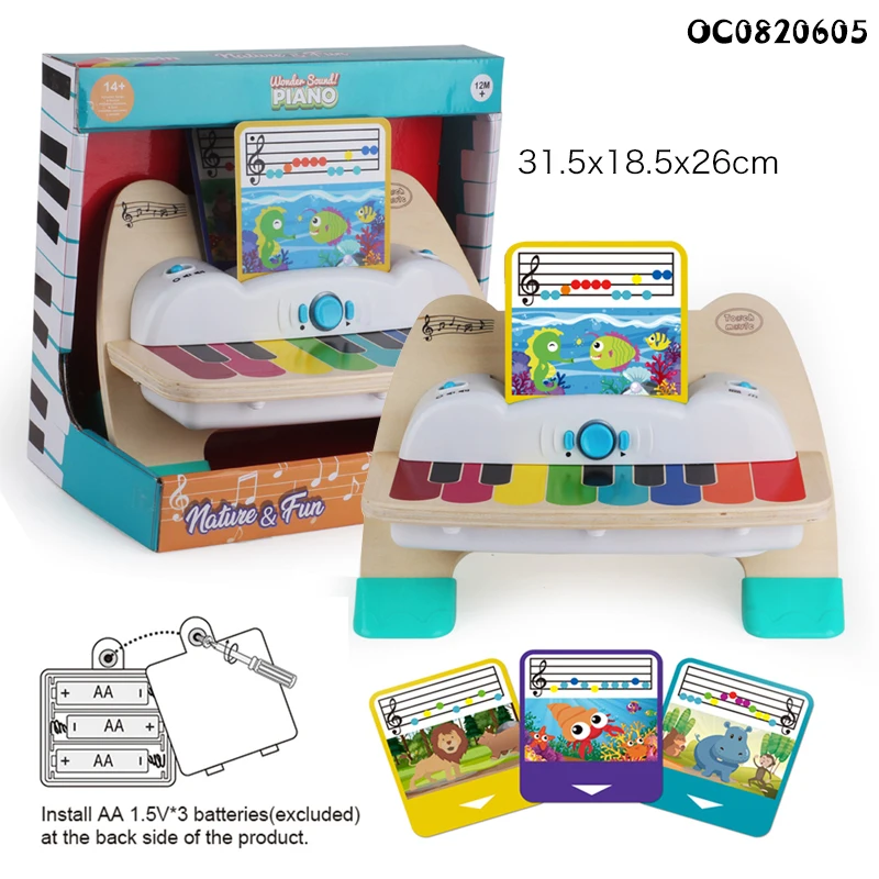Touch Sensing Wooden Electronic Keyboard Piano Musical Instrument Toys