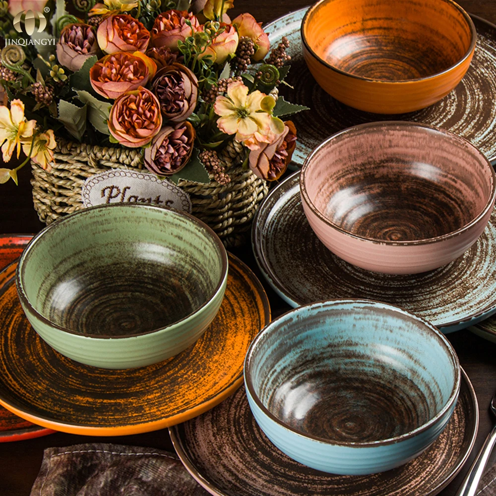 Vintage Crockery Set Hand Painted Ceramic Kitchen Dishes Dining