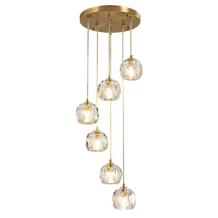 Modern New Spiral Crystal Chandelier for Stair Crystal Ball Led Pendant Lamp for Living Room Loft Kitchen Lights Home Decor