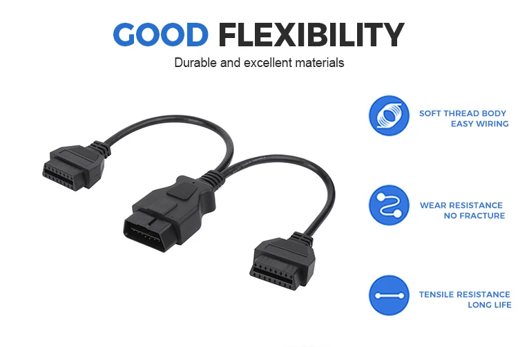 product 16pin male to femaley cable obd obd2 obd2 splitter y male 2female cable for obd2 diagnostic scanner fault code reader-5