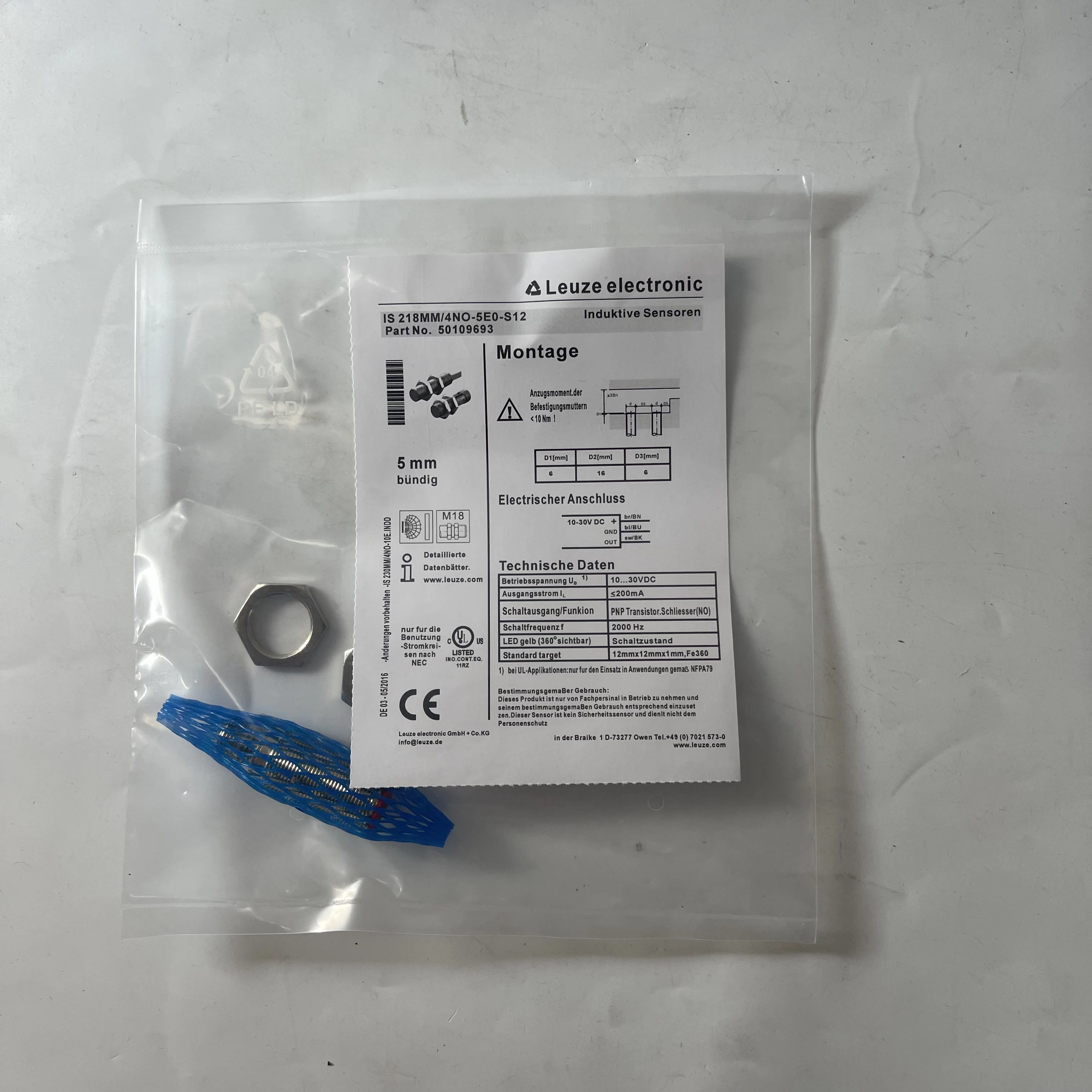 Leuze electronic Inductive Sensor IS218MM/4NO-5E0-S12 50109693 Leuze electronic Inductive Sensor IS218MM/4NO-5E0-S12 50109693