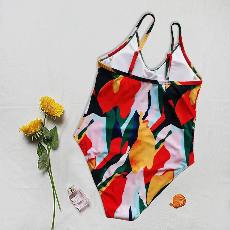 2022 New Design DAMO Plus Size Ladies One Piece Swimsuit Colorful Bow Tie Eco Friendly Recycled Nylon Swimwear&Beachwear