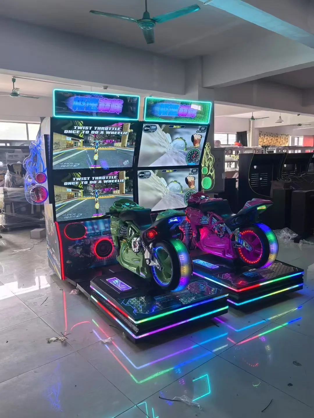 New Motorcycle Game - 50-inch Dual-screen Dynamic Motorcycle Racing Amusement Machine with Indoor Coin-operated Feature