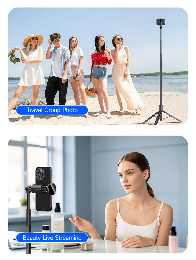 NEW TT01 All-in-one Auto Jump Open Tripod Magnetic Remote Drop Automatically Tripod 1.77m Super Long Rod Selfie Stick