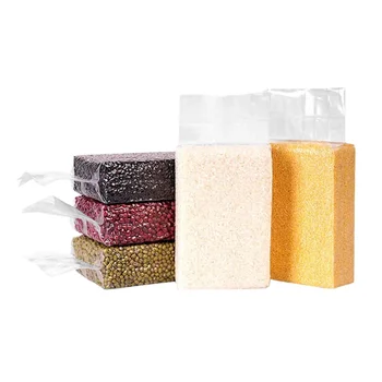 Transparent Rice Brick Bag Vacuum Rice Beans Packing Middle Sealing Bags Heat Seal Laminated Plastic Bags