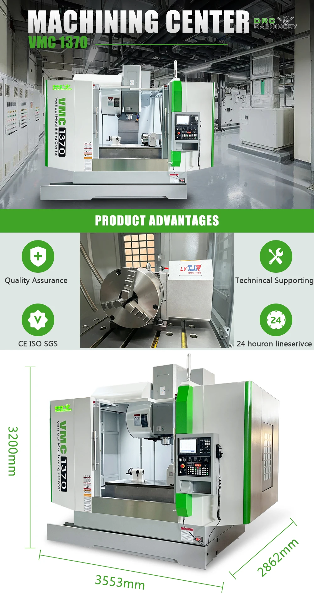 Sistema CNC VMC1370 GSK, 4 ejes, 5 ejes, gran centro de mecanizado ...