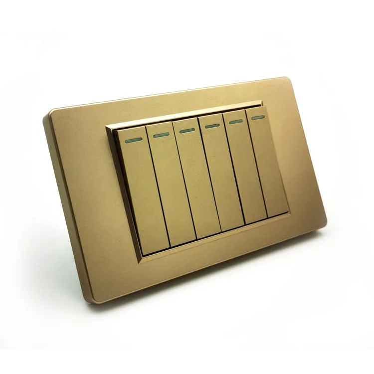 EU 6 Gang Gold Color Customization Home Wall Switch Manufacturer