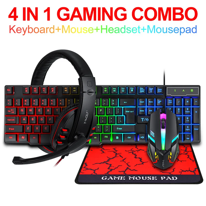 Дешевая цветная (RGB) механическая рука чувствовать мышь и клавиатура комбо набор