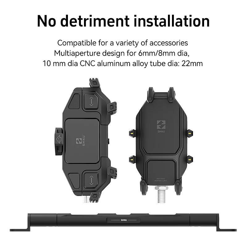 SMNU 2024 Multifunctional Telescopic Extension Black Rod for Universal Motorcycle Phone Holder Phone Mount factory