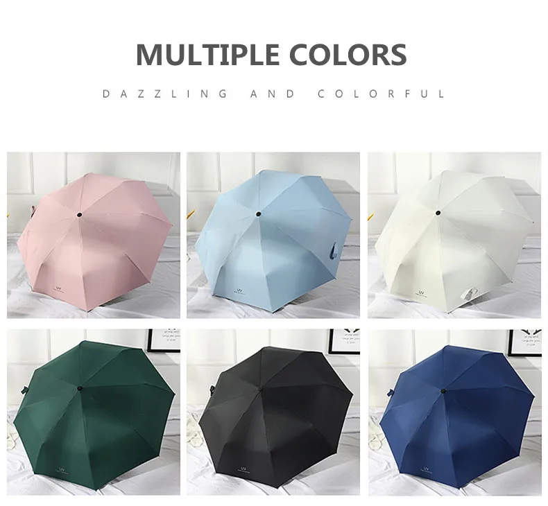 Sunday 3-Fold Automatic Umbrella UV Printing Customizable Auto Open Close Button Folding Design Windproof Strong Metal Frame