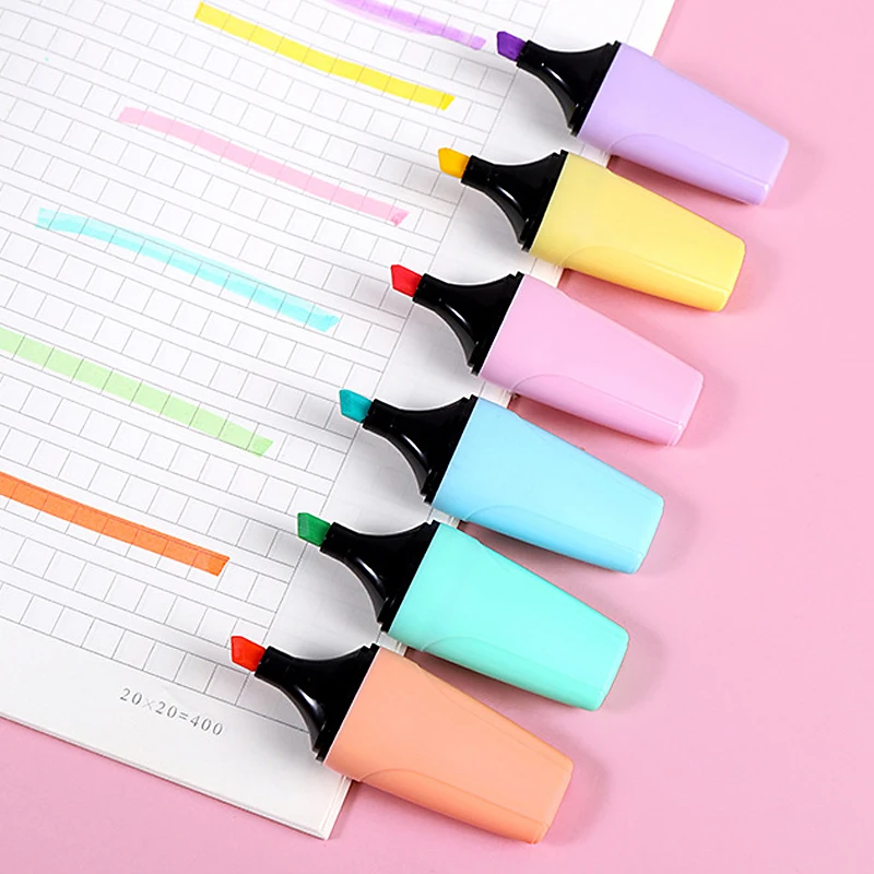 Macaron Single Head Highlighter Bulk Student Color Highlighter Highlight Marking Oblique Head Color Pen