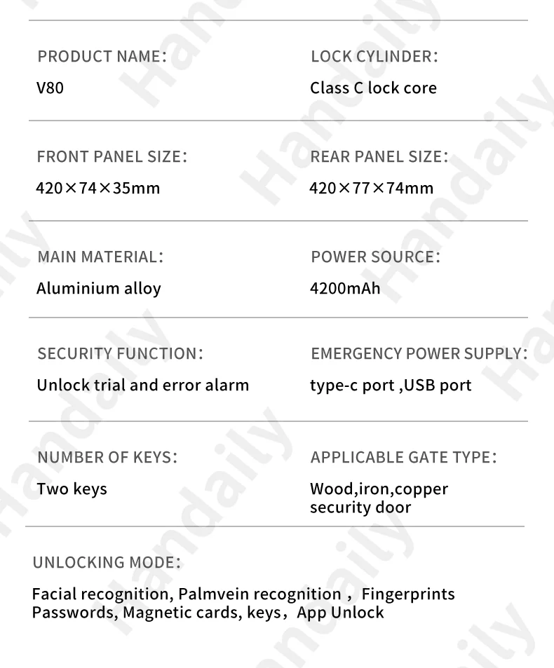 fechadura digital security lock 3d face recgonistion palm vein tuya wifi smart door lock with intercom camera and fingerprint v80-13