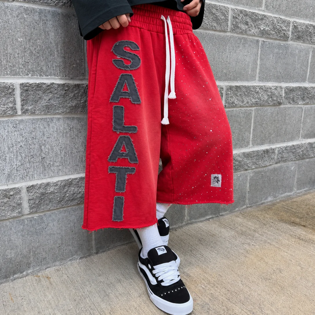 High Quality Custom Reverse Stitching 100% Cotton Drawstring Cropped Capri Pants Printed 3/4 Length Sweat Shorts Men gallery 9