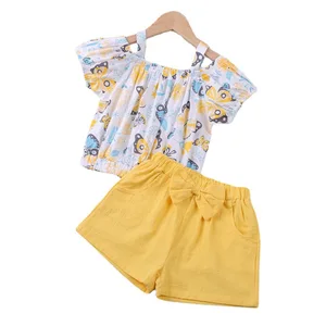 Summer New Children Girls Casual Pink 2-Piece Clothing Sets Cost-Effective with Cartoon Pattern
