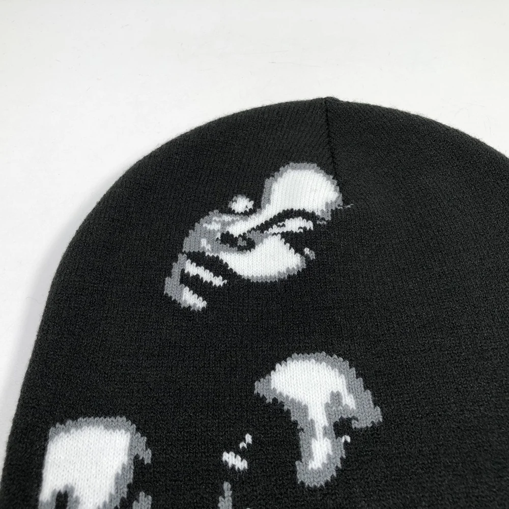 Oem High Quality Hot Sale Unisex Colorful Black Unfold Beanie Custom