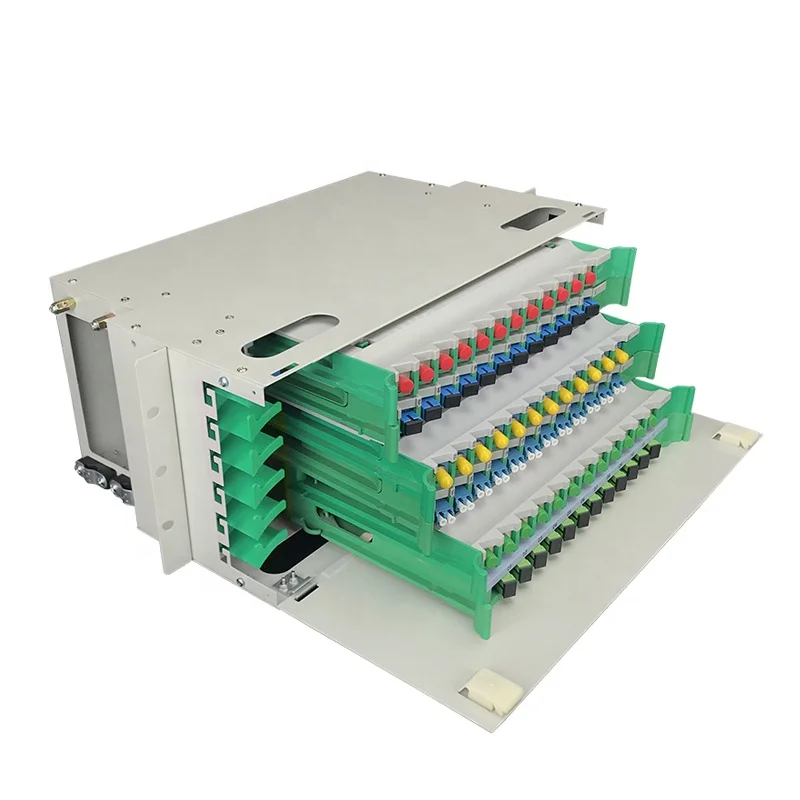 12 24 48 72 96 Core Port LC SC FC ST UPC APC PC Duplex Simplex Splice Tray Adapter Pigtails 19 Inch Rack Mount ODF Unit Box
