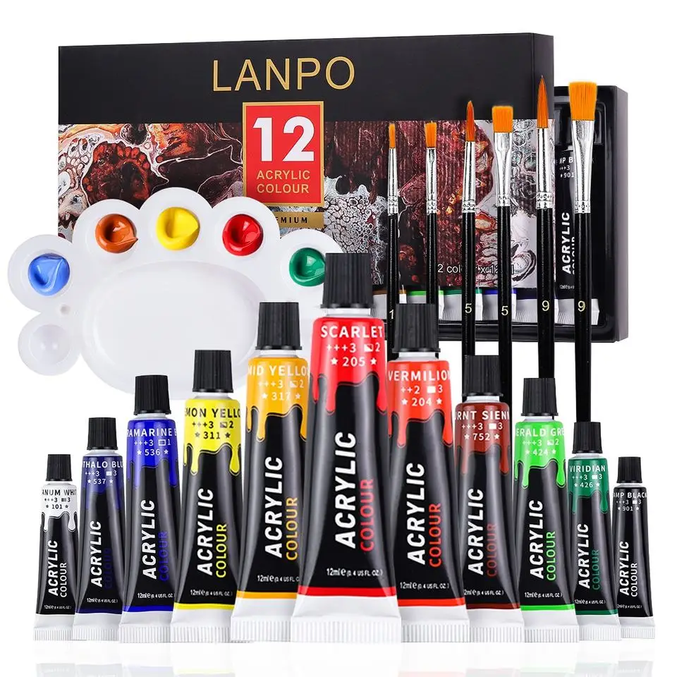 Акриловая краска Lanpo 12x12 мл профессиональное качество