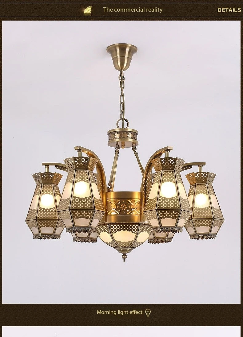 Vintage Chandelier All-copper Decorative Lamp Moroccan