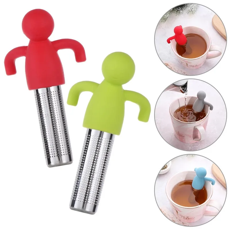 Infusore Da Tè In Silicone E Acciaio Inox – Filtro Riutilizzabile Per Tè Sfuso, Manico Lungo, Tappetino Incluso (rosso) - 3