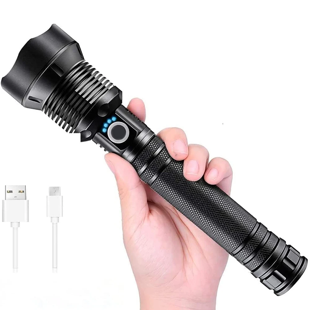 P70 Tactical Torch Light Led Rechargeable Flashlight Long Range Powerful 100000 Lumens Waterproof Flashlights Torches