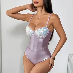 Breathable Casual Short Strapless Halter Sexy Backless Corset Underwire Jumpsuit Women's CAMIS